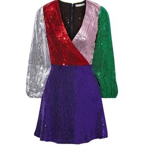 SOLD NWT Alice + Olivia color-block sequined dress